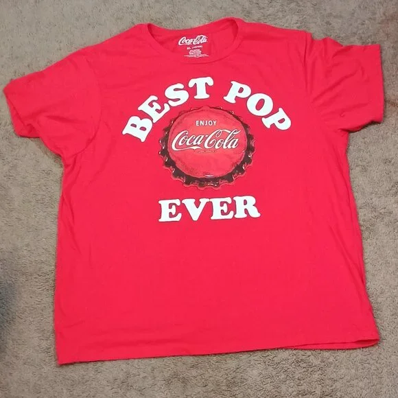 Coca-Cola T Shirt Mens XL 46/48 Red Best Pop Ever Crewneck Graphic Retro Fathers - Picture 1 of 8
